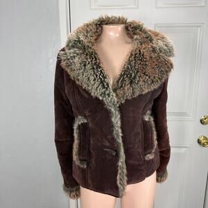 Vintage Y2K Greenlander Women's Penny Lane Coat Jacket Large Faux fur Suede